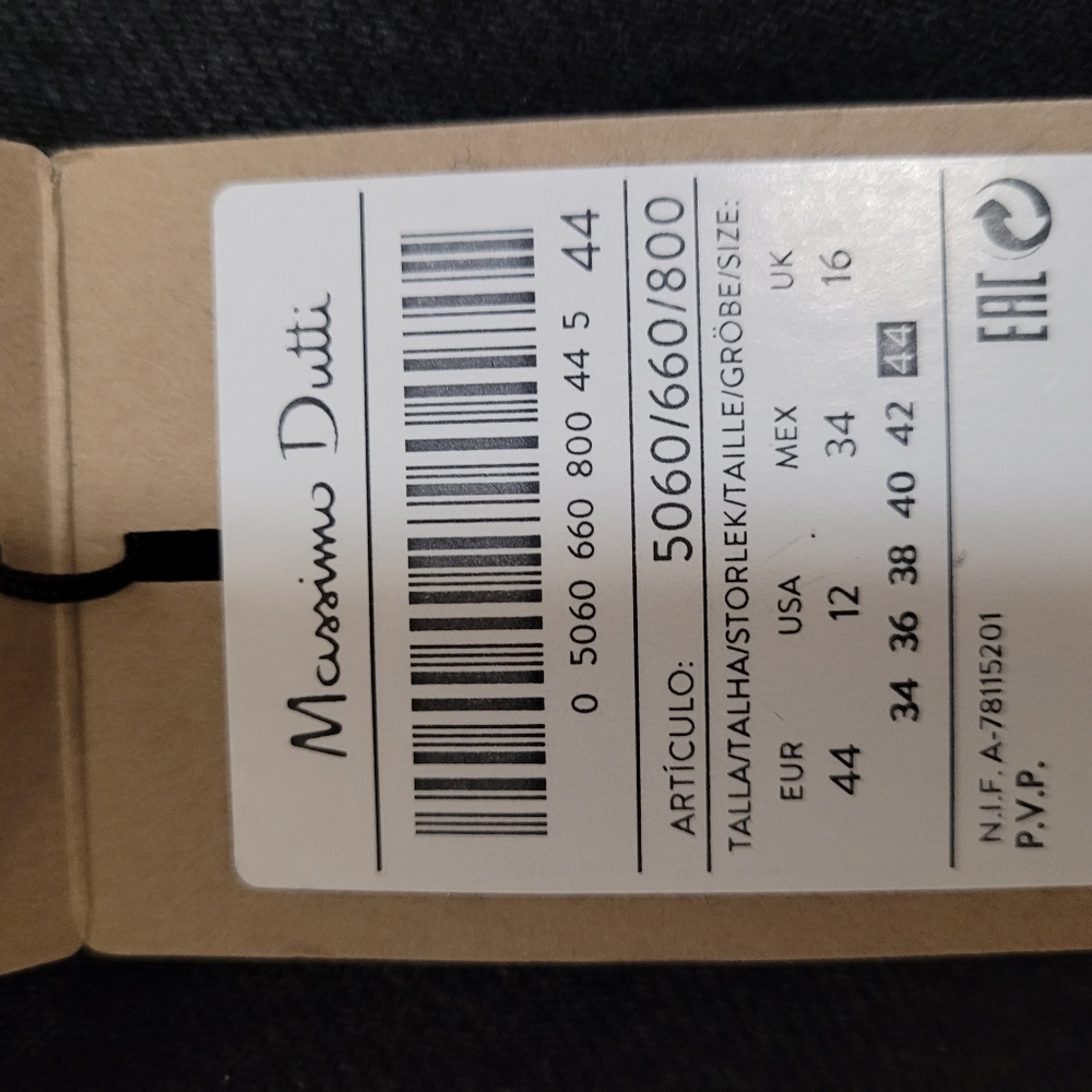 NWT! Massimo Dutti Women's Wide Leg Jean High Waist Full Length Black Size 12 - Picture 9 of 9